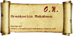 Oreskovics Makabeus névjegykártya